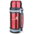 32 Oz. Vacuum Insulated Wide Mouth Bottle w/ Shoulder Strap - Red Coated